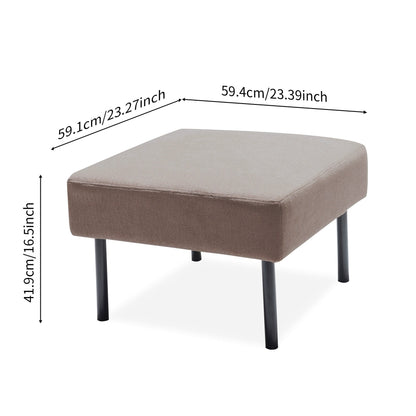 Divano a 3 posti a L in tessuto di poliestere con pouf, divano moderno imbottito, comodi divani piccoli per piccoli spazi