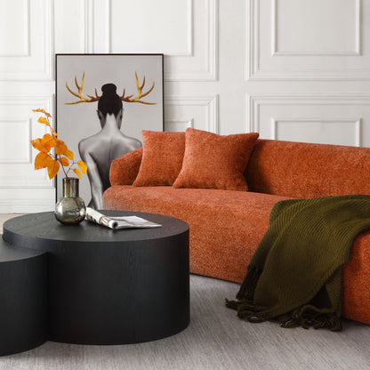 Divano moderno curvo imbottito in tessuto da 86,61 pollici a 3 posti