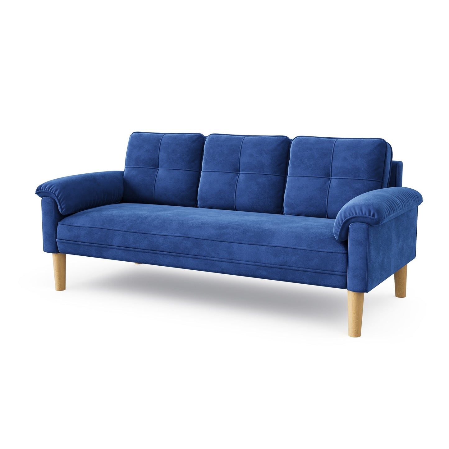 Divano moderno imbottito a 3 posti, divano trasformabile, divano letto con robuste gambe in legno per soggiorno