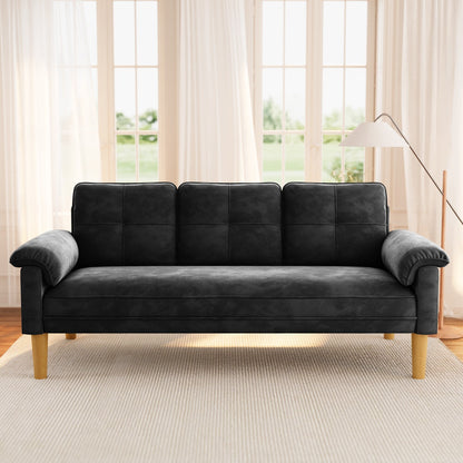 Divano moderno imbottito a 3 posti, divano trasformabile, divano letto con robuste gambe in legno per soggiorno