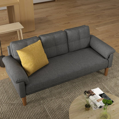 Divano moderno imbottito a 3 posti, divano trasformabile, divano letto con robuste gambe in legno per soggiorno