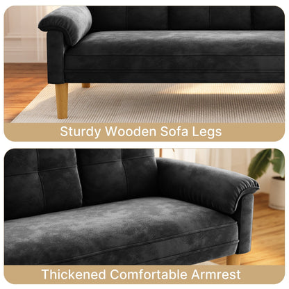 Divano moderno imbottito a 3 posti, divano trasformabile, divano letto con robuste gambe in legno per soggiorno