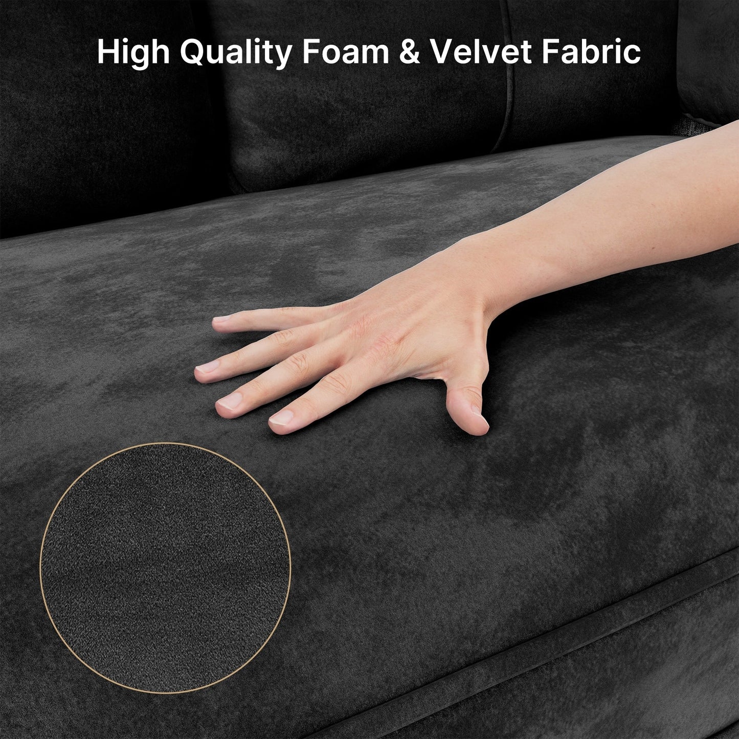 Divano moderno imbottito a 3 posti, divano trasformabile, divano letto con robuste gambe in legno per soggiorno