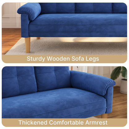 Divano moderno imbottito a 3 posti, divano trasformabile, divano letto con robuste gambe in legno per soggiorno