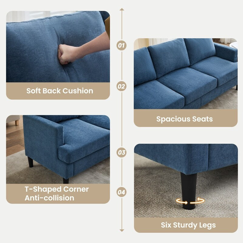 Divano a 3 posti - Tessuto traspirante, braccioli di supporto e gambe robuste