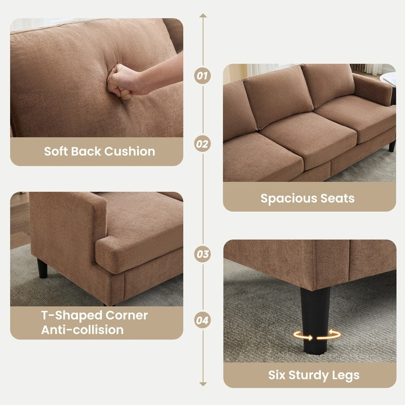 Divano a 3 posti - Tessuto traspirante, braccioli di supporto e gambe robuste