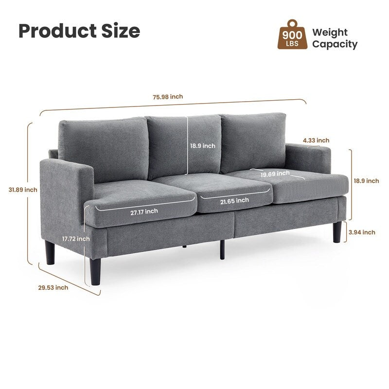 Divano a 3 posti - Tessuto traspirante, braccioli di supporto e gambe robuste