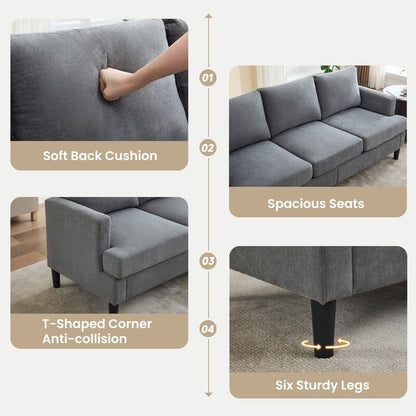 Divano a 3 posti - Tessuto traspirante, braccioli di supporto e gambe robuste