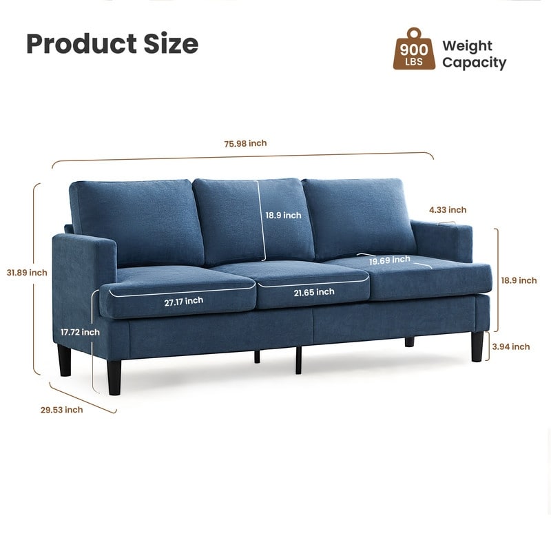 Divano a 3 posti - Tessuto traspirante, braccioli di supporto e gambe robuste