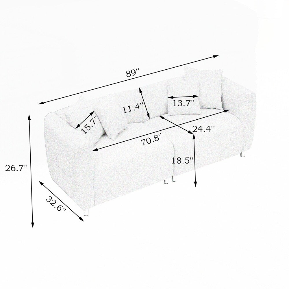 Divano a 3 posti con struttura in legno massello e 4 cuscini