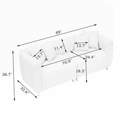 Divano a 3 posti con struttura in legno massello e 4 cuscini