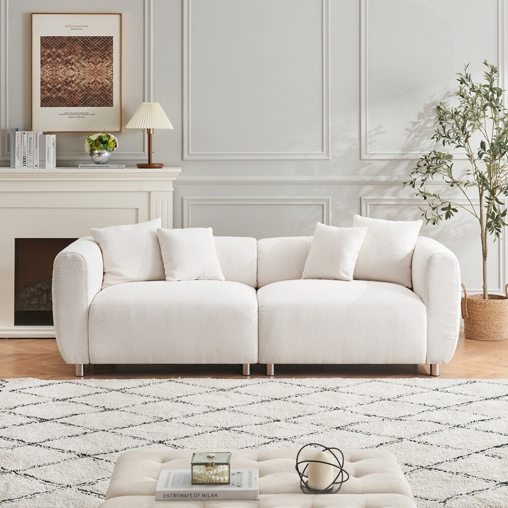 Divano a 3 posti con struttura in legno massello e 4 cuscini