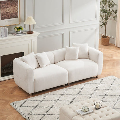 Divano a 3 posti con struttura in legno massello e 4 cuscini