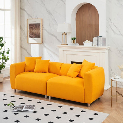 Divano a 3 posti con struttura in legno massello e 4 cuscini