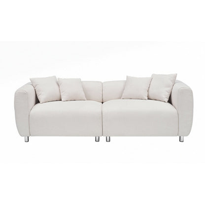 Divano a 3 posti con struttura in legno massello e 4 cuscini