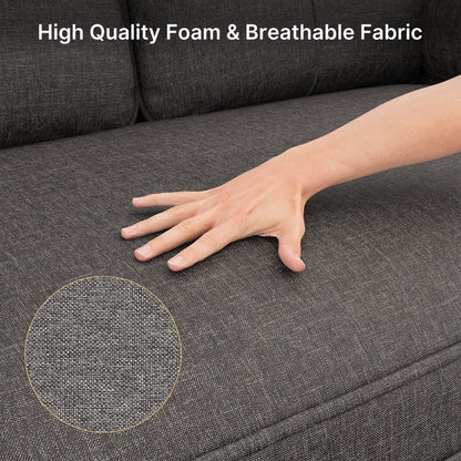 Divano moderno imbottito a 3 posti, divano trasformabile, divano letto con robuste gambe in legno per soggiorno