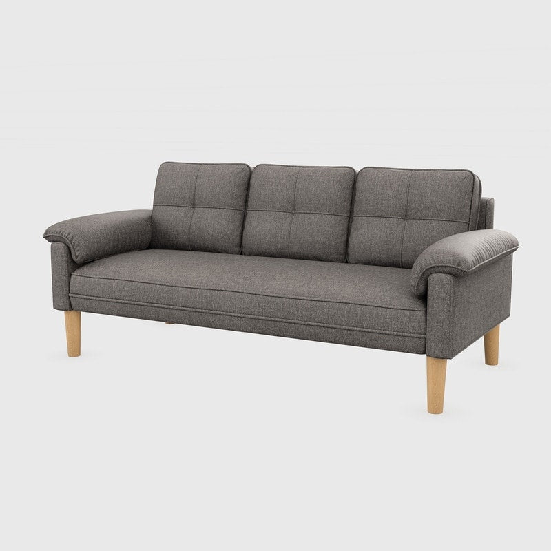 Divano moderno imbottito a 3 posti, divano trasformabile, divano letto con robuste gambe in legno per soggiorno