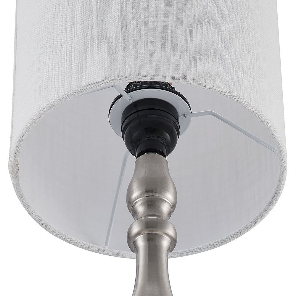 Lampada da tavolo piccola con controllo touch dimmerabile a 3 vie e 2 porte USB, acciaio spazzolato