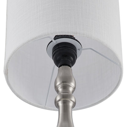 Lampada da tavolo piccola con controllo touch dimmerabile a 3 vie e 2 porte USB, acciaio spazzolato