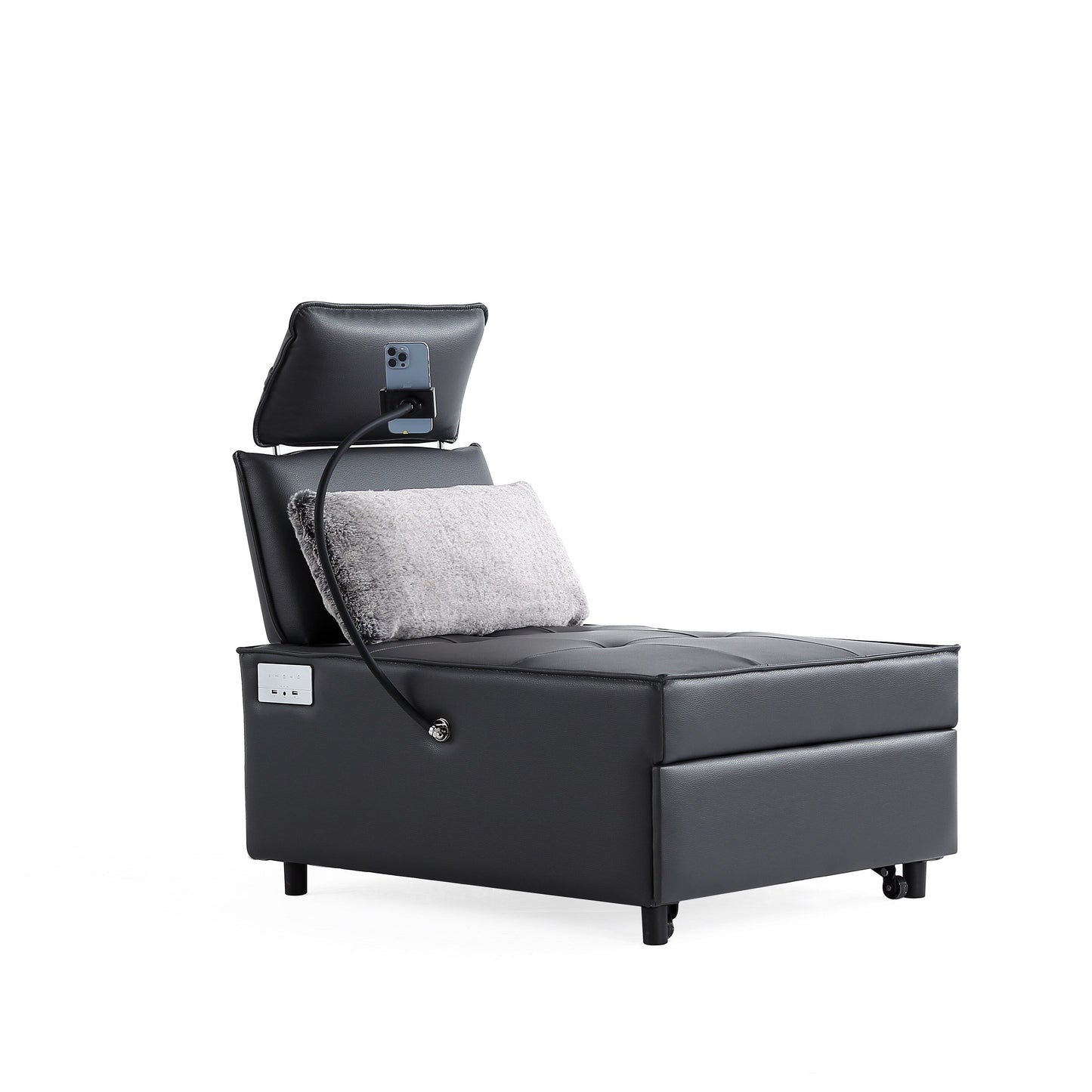 Poltrona letto trasformabile 3 in 1, divano reclinabile regolabile con altoparlanti Bluetooth, porte USB e cuscino morbido