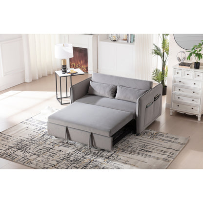 Divano letto futon trasformabile 3 in 1, 55 divani a due posti con 2 cuscini, porte USB e tasche laterali