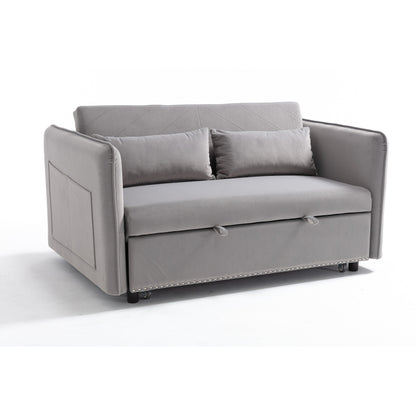 Divano letto futon trasformabile 3 in 1, 55 divani a due posti con 2 cuscini, porte USB e tasche laterali