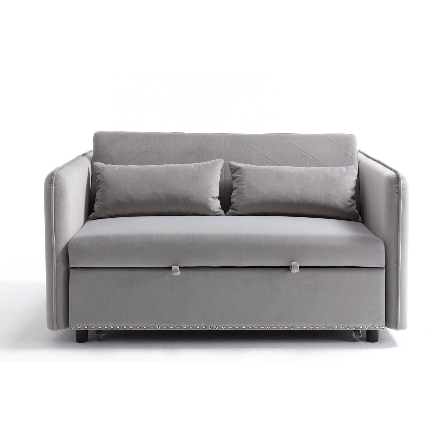 Divano letto futon trasformabile 3 in 1, 55 divani a due posti con 2 cuscini, porte USB e tasche laterali