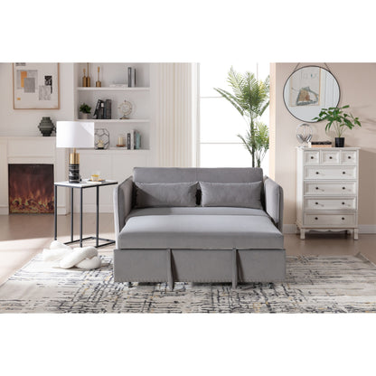 Divano letto futon trasformabile 3 in 1, 55 divani a due posti con 2 cuscini, porte USB e tasche laterali