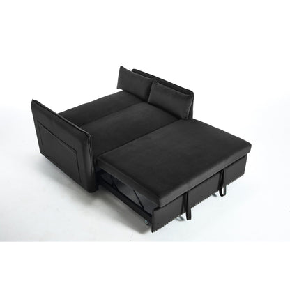 Divano letto futon trasformabile 3 in 1, 55 divani a due posti con 2 cuscini, porte USB e tasche laterali