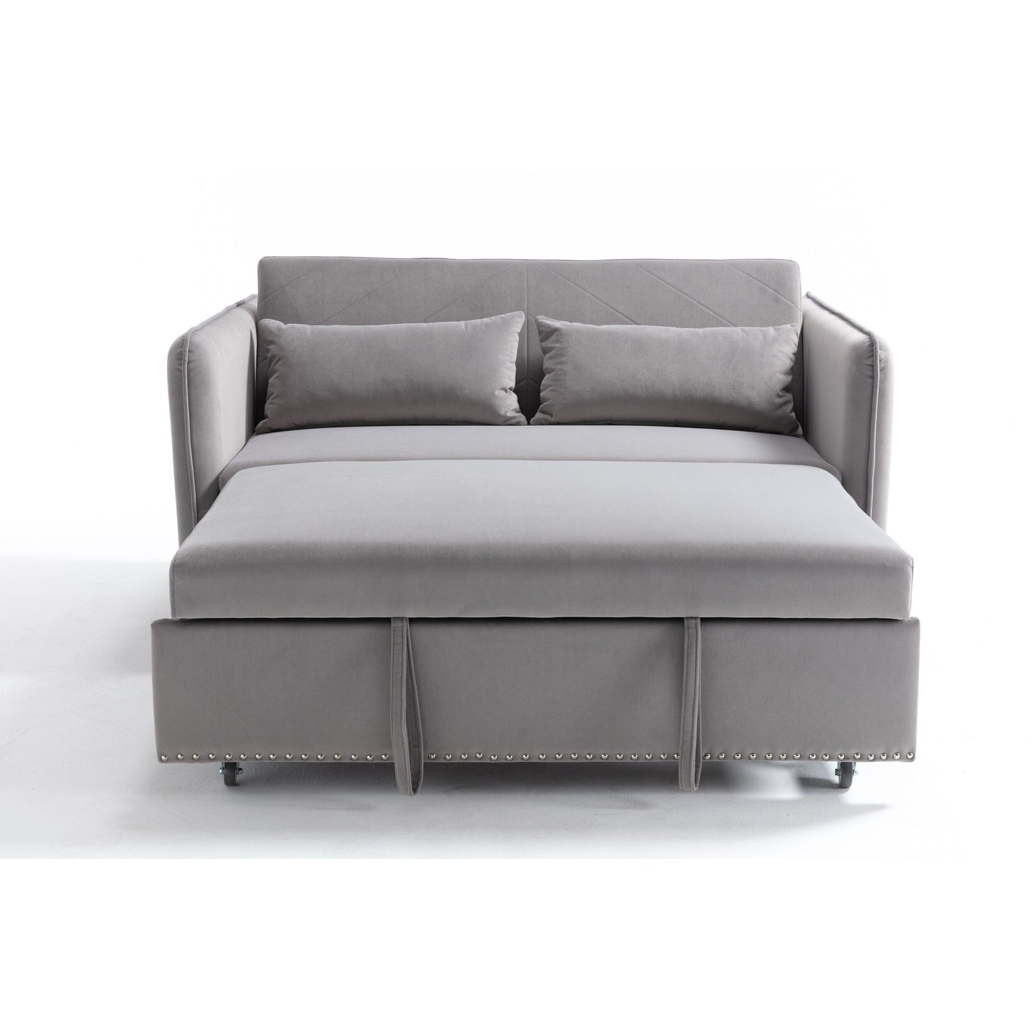 Divano letto futon trasformabile 3 in 1, 55 divani a due posti con 2 cuscini, porte USB e tasche laterali