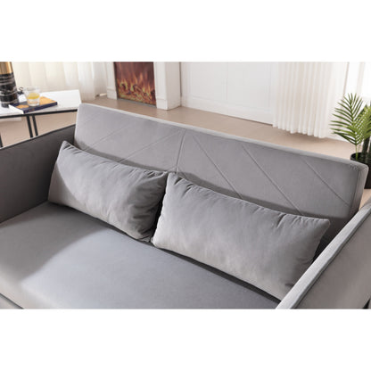 Divano letto futon trasformabile 3 in 1, 55 divani a due posti con 2 cuscini, porte USB e tasche laterali