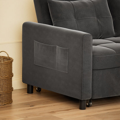 Divano letto trasformabile 3 in 1, divano letto futon con letto estraibile e schienale regolabile