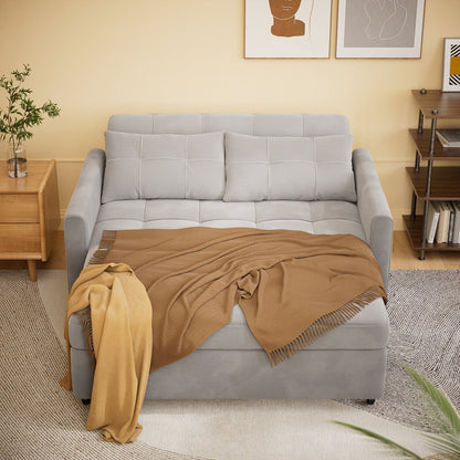 Divano letto trasformabile 3 in 1, chaise longue con letto estraibile, velluto/tessuto