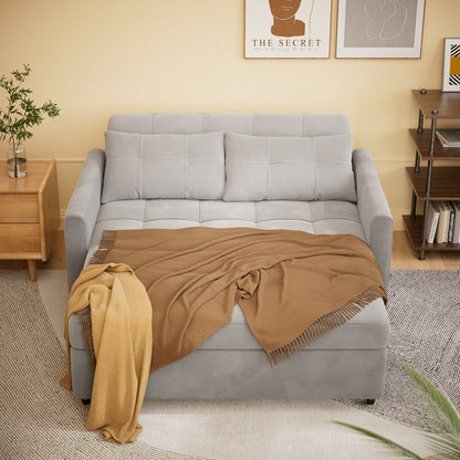 Divano letto trasformabile 3 in 1, chaise longue con letto estraibile, velluto/tessuto