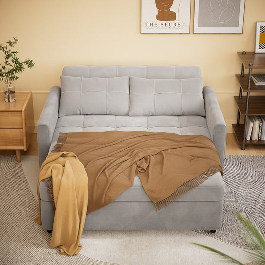 Divano letto trasformabile 3 in 1, chaise longue con letto estraibile, velluto/tessuto