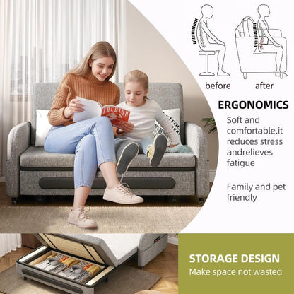 Divano letto trasformabile 4 in 1 con contenitore nascosto, poltrona letto moderna per piccoli spazi, dormitori e uffici domestici