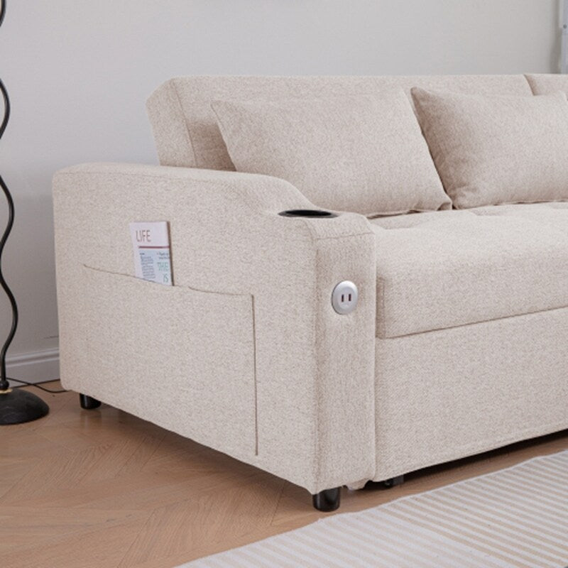 Divano letto estraibile 3 in 1 con porte USB e portabicchieri