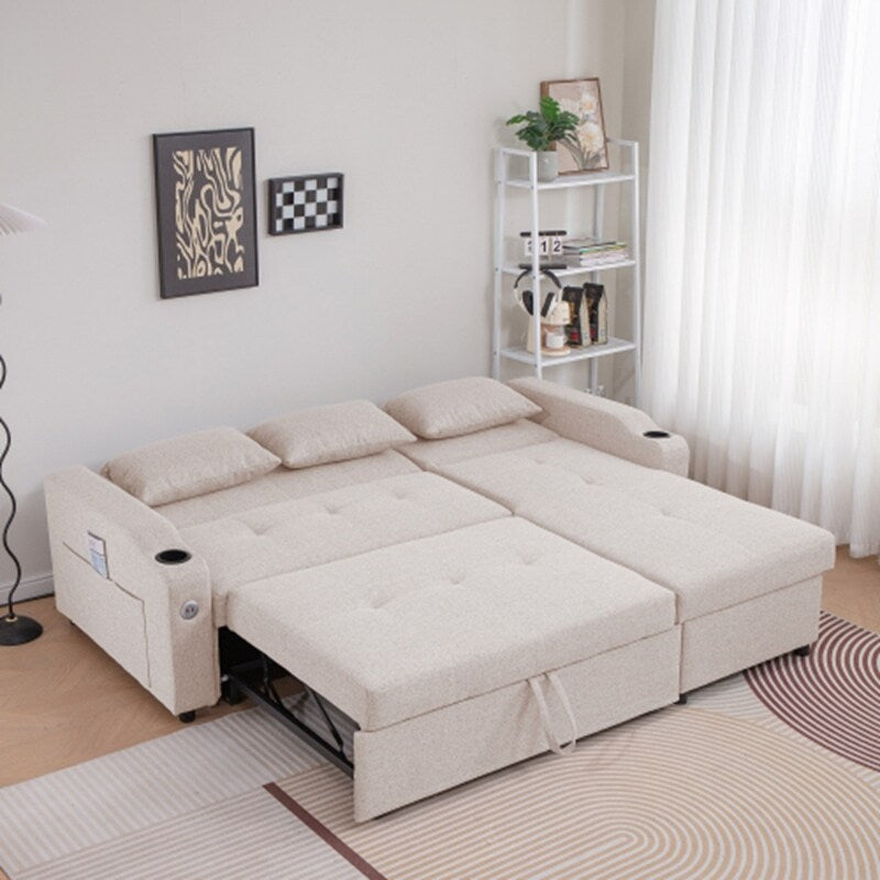 Divano letto estraibile 3 in 1 con porte USB e portabicchieri