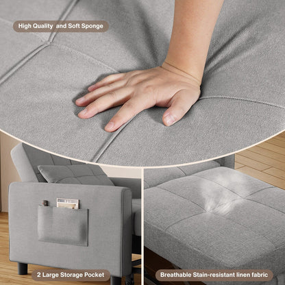 Divano letto estraibile 3 in 1, divano letto imbottito moderno convertibile e regolabile