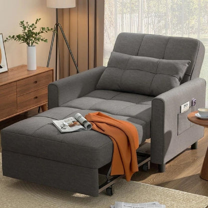 Divano letto estraibile 3 in 1, divano letto imbottito moderno convertibile e regolabile