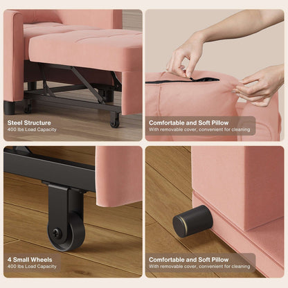 Divano letto estraibile 3 in 1, divano letto imbottito moderno convertibile e regolabile