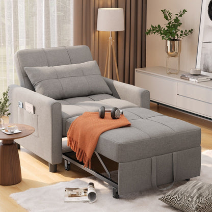 Divano letto estraibile 3 in 1, divano letto imbottito moderno convertibile e regolabile