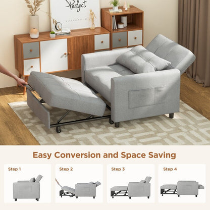 Divano letto estraibile 3 in 1, divano letto imbottito moderno convertibile e regolabile