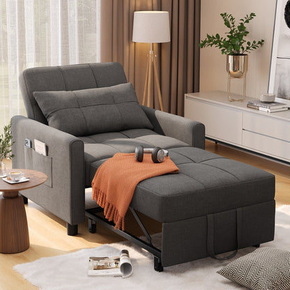 Divano letto estraibile 3 in 1, divano letto imbottito moderno convertibile e regolabile