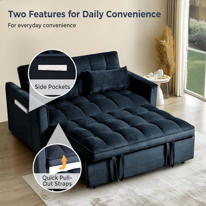 Divano letto 3 in 1 in velluto con schienale regolabile