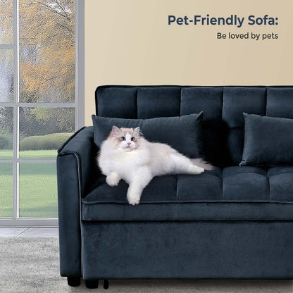 Divano letto 3 in 1 in velluto con schienale regolabile