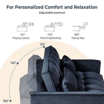 Divano letto 3 in 1 in velluto con schienale regolabile