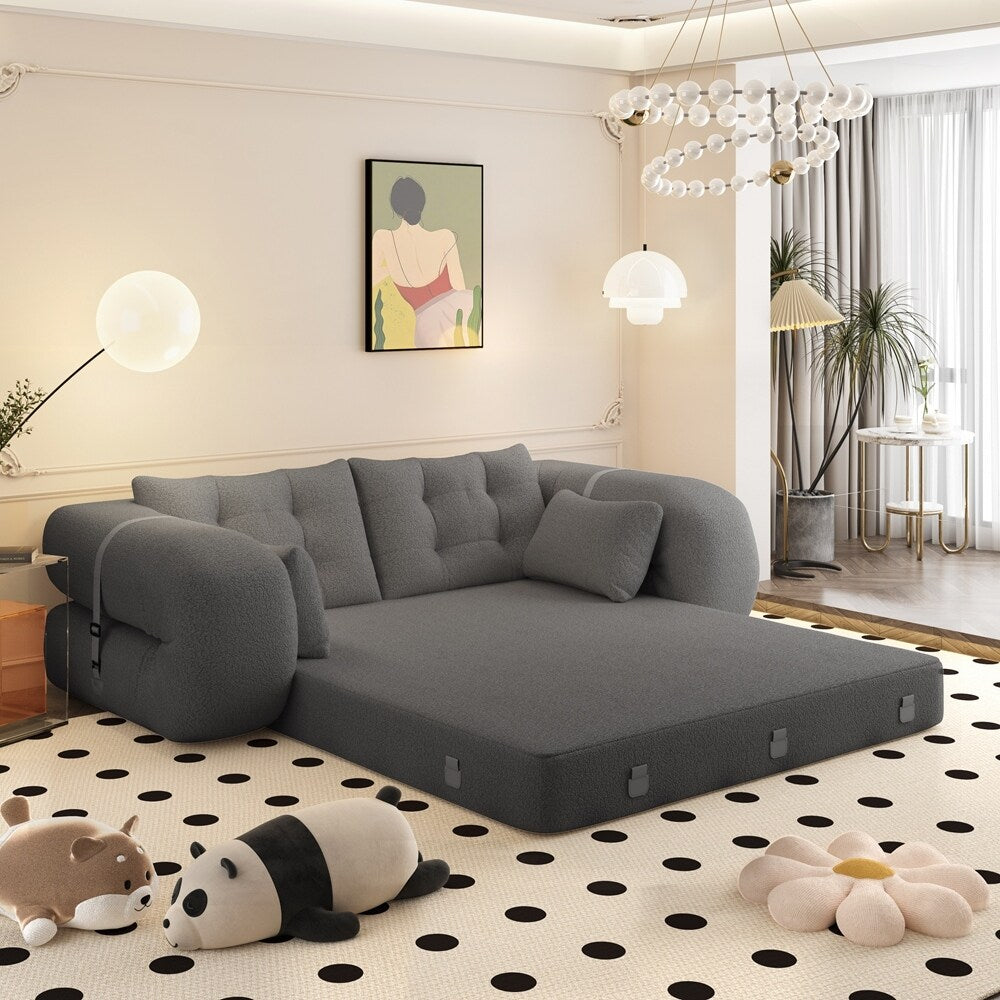 Divano letto imbottito in schiuma con tessuto Teddy 3 in 1