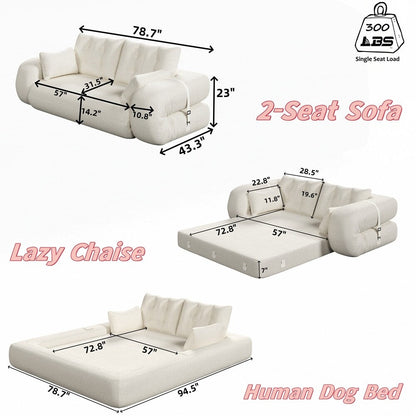 Divano letto imbottito in schiuma con tessuto Teddy 3 in 1