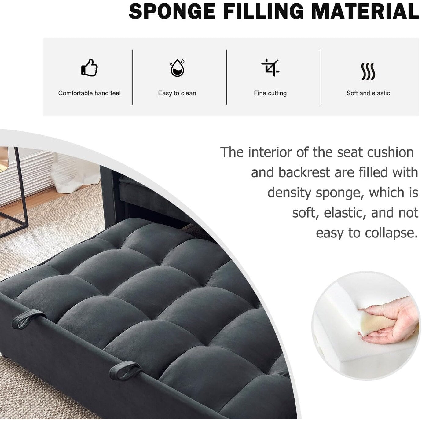 Divano letto 3 in 1 in velluto - Divano estraibile con schienale regolabile, braccioli e tasche portaoggetti per il soggiorno